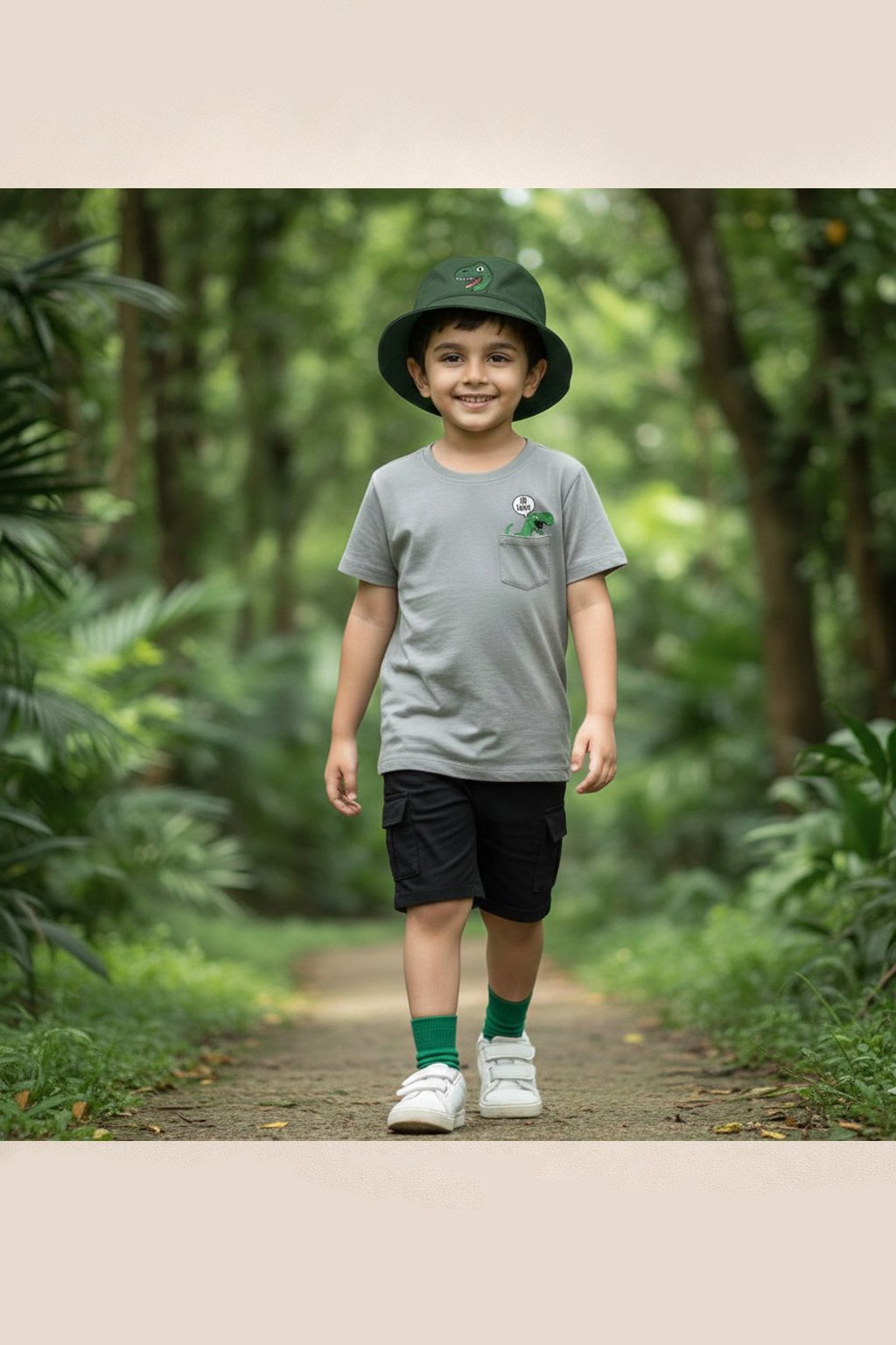 Dino Kids Summer T-shirt & cargo pocket short